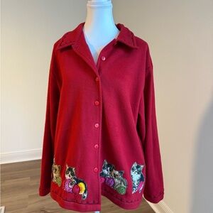 Take Two Clothing Red Cat Embroidered Women's Jacket